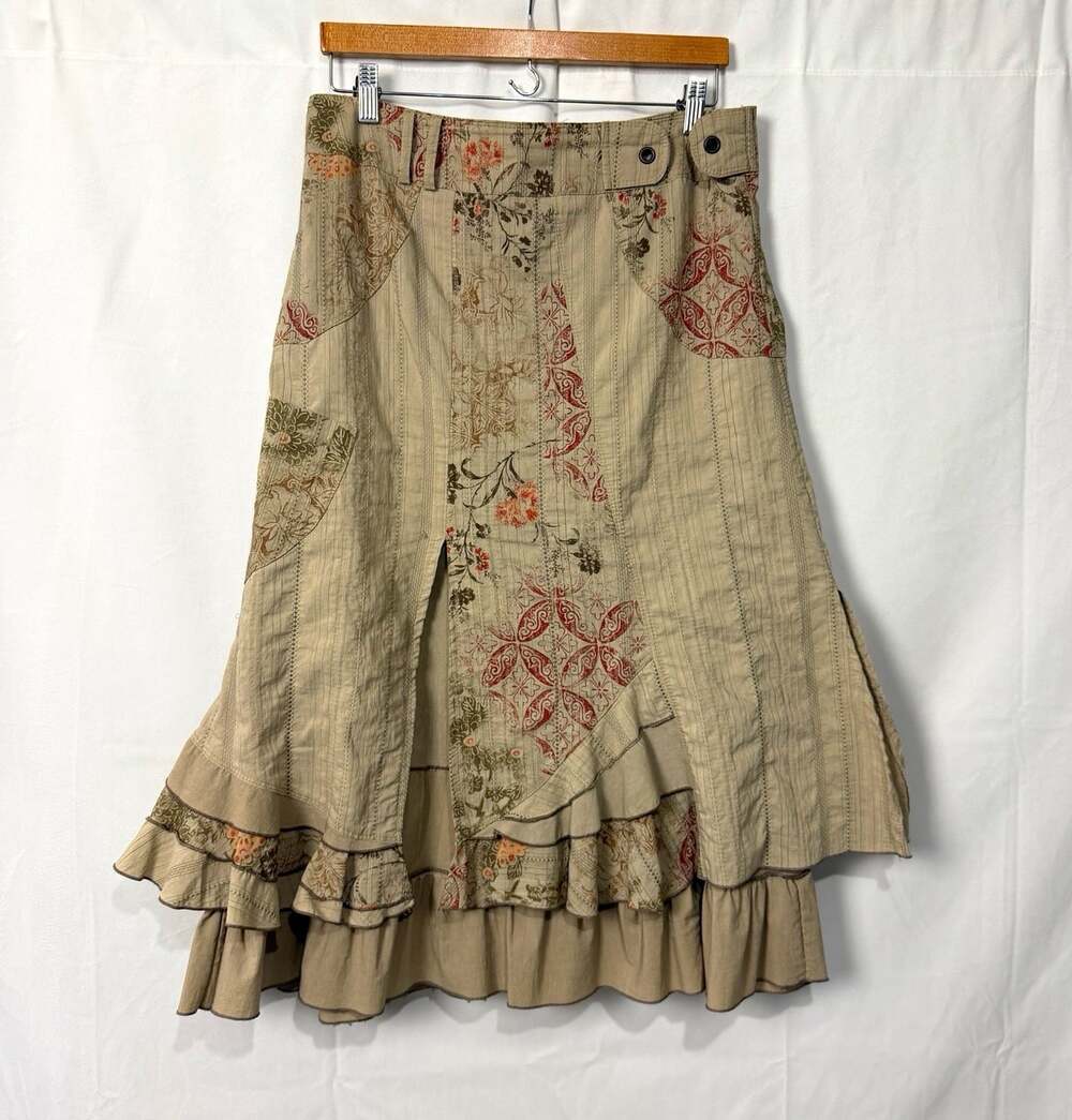 DPM by Depech Mod Vintage Y2K Patchwork Midi Skirt Cottagecore Fairy Grunge 12